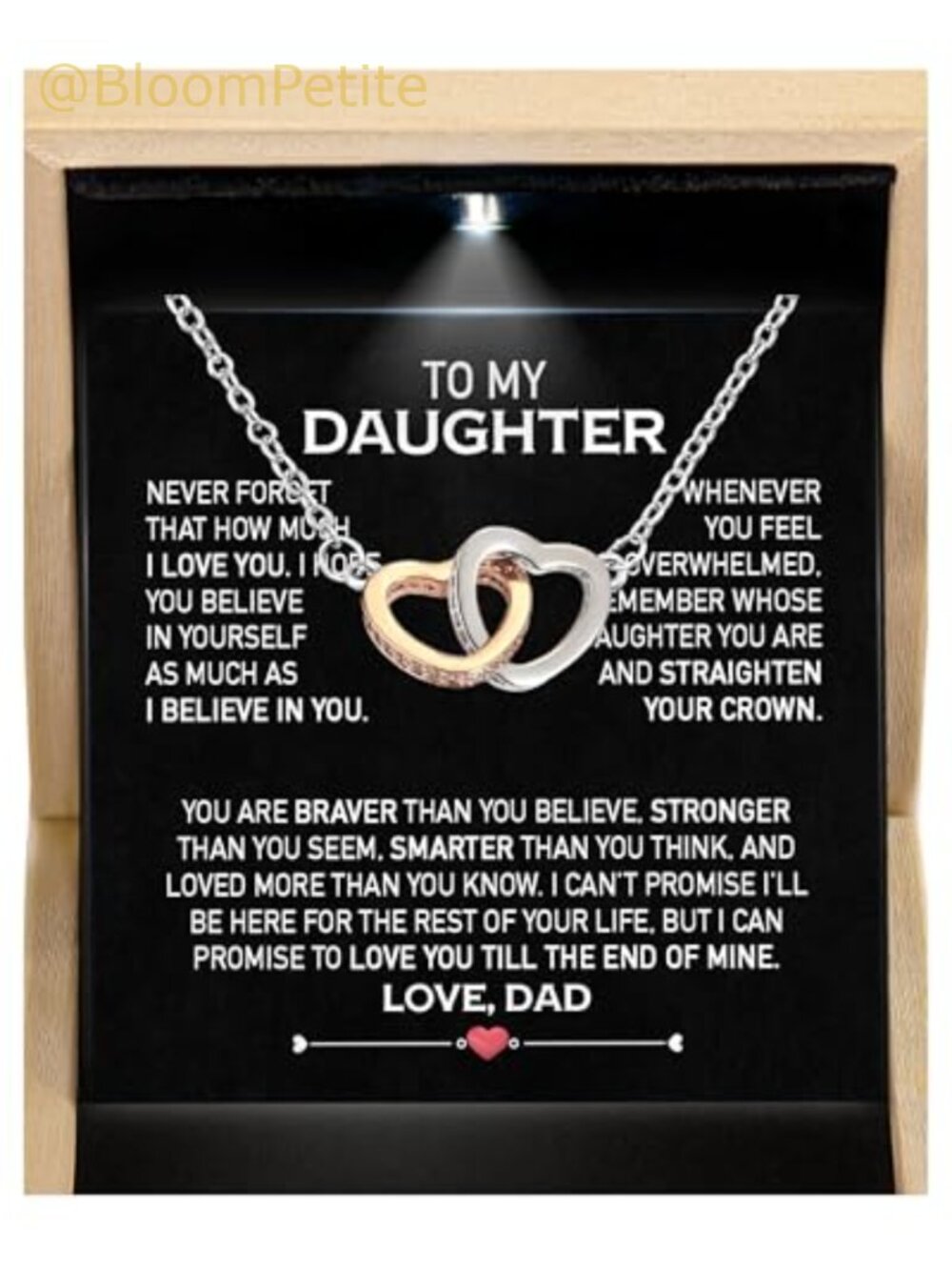 Daughter Necklace Gold Plated Stainless Steel Gift From Dad